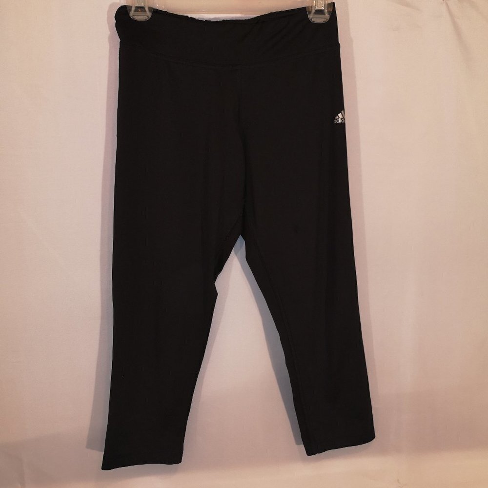 Adidas Climalite Ladies Capri Length Elastic Waist Black Leggings